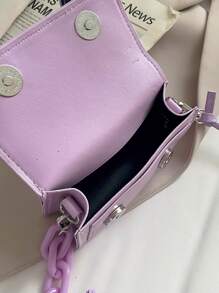 Mini Buckle Decor Flap Crossbody Bag , Purple - Purple - View 5