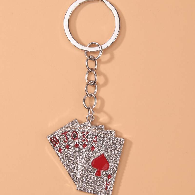 

Playing Card Charm Keychain, Red