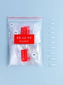 Transform Your Nails with 500pcs bag transparent long pointed nail resin extended fake nails is suitable for women and girls - Clear - View 2