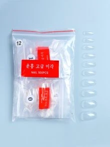 Instantly Upgrade Your Look with 500pcs bag transparent short oval nail resin extended full coverage fake nails suitable for women and girls - Clear - View 2