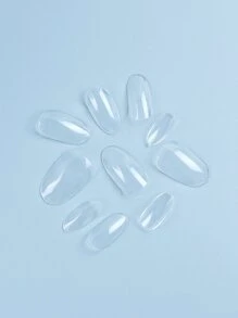 Instantly Upgrade Your Look with 500pcs bag transparent short oval nail resin extended full coverage fake nails suitable for women and girls - Clear - View 3