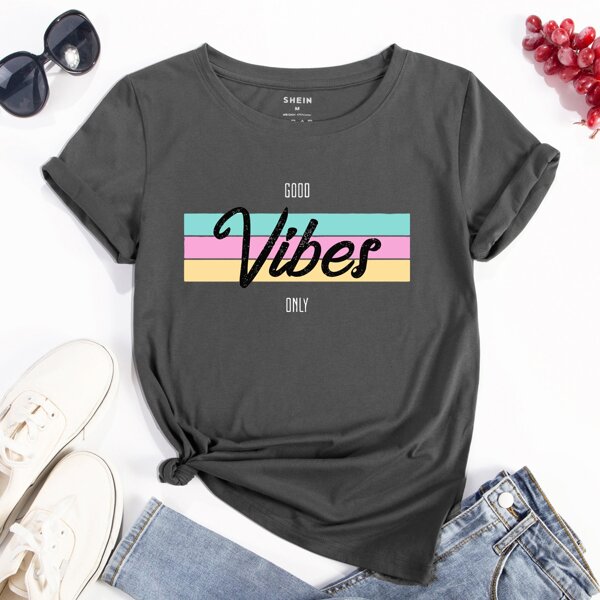 

Letter Graphic Short Sleeve Tee, Dark grey