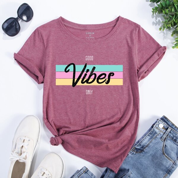 

Letter Graphic Short Sleeve Tee, Dusty pink