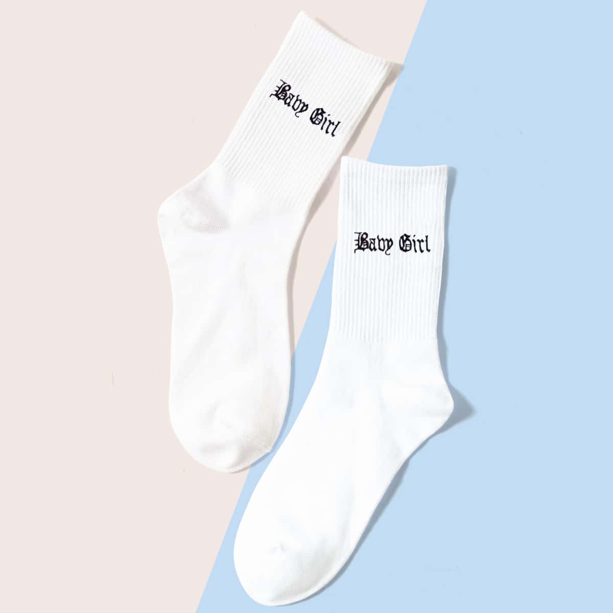 

Letter Graphic Socks, White