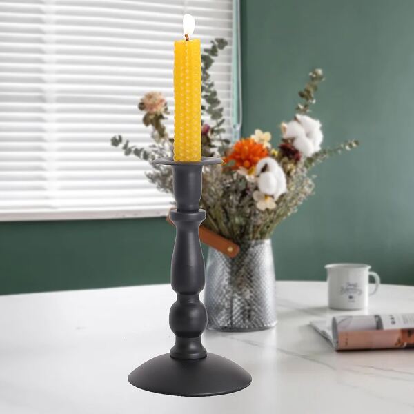 

1pc Alloy Candle Holder, Black