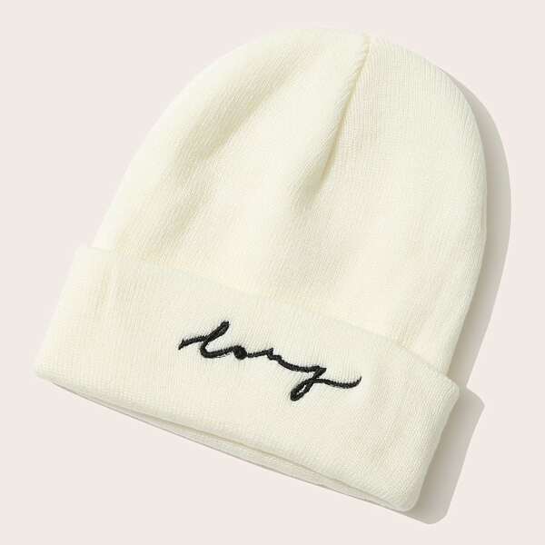 

Embroidery Detail Beanie, White