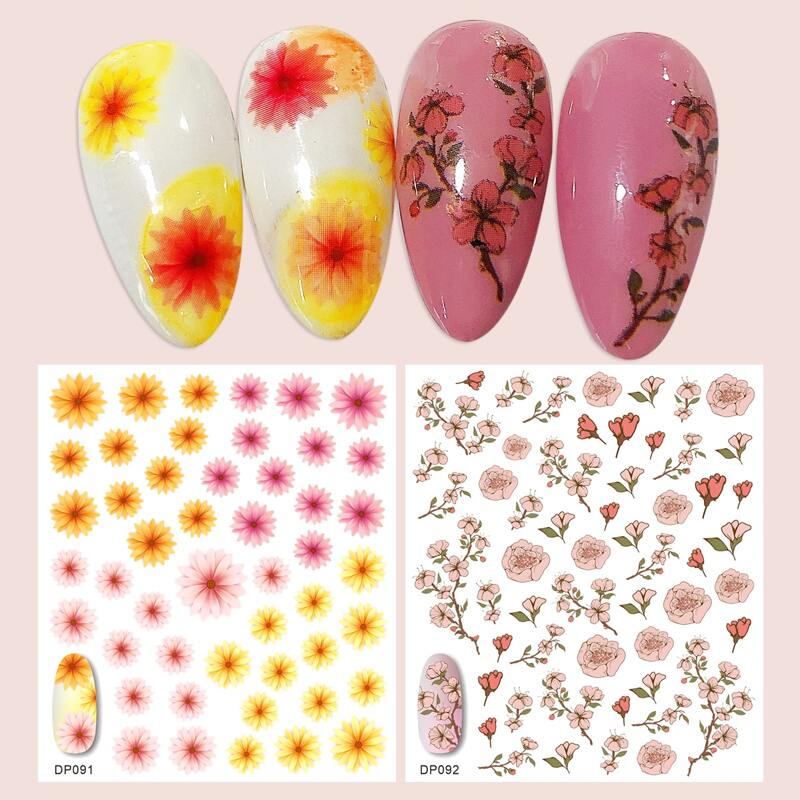 

2sheets Flower Pattern Nail Art Sticker, Multicolor