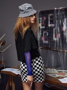 RECKLESS ERICKA Blusa con estampado de letra con botón delantero sin Top transparente - Negro - Ver 2