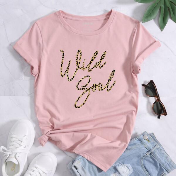 

Letter Graphic Short Sleeve Tee, Baby pink