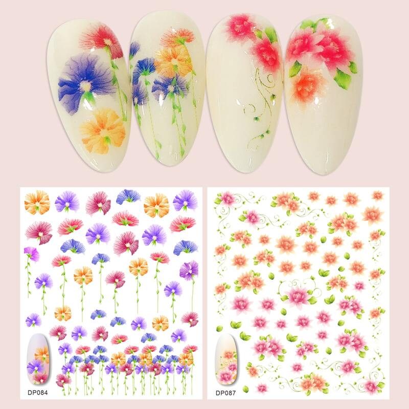 

2sheets Flower Pattern Nail Art Sticker, Multicolor
