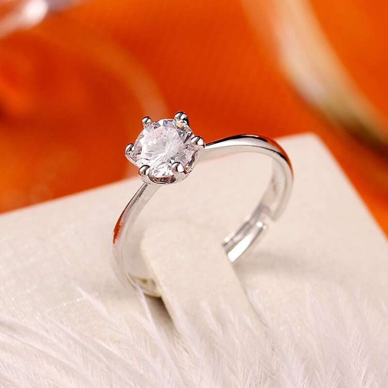 

Rhinestone Decor Ring, Silver
