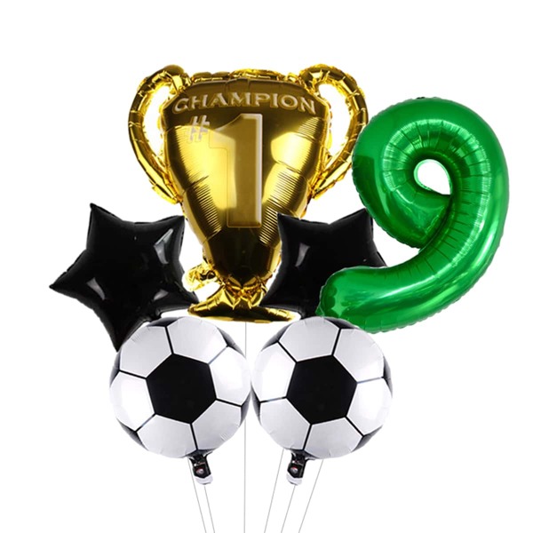 

6pcs Football Design Birthday Balloon, Multicolor