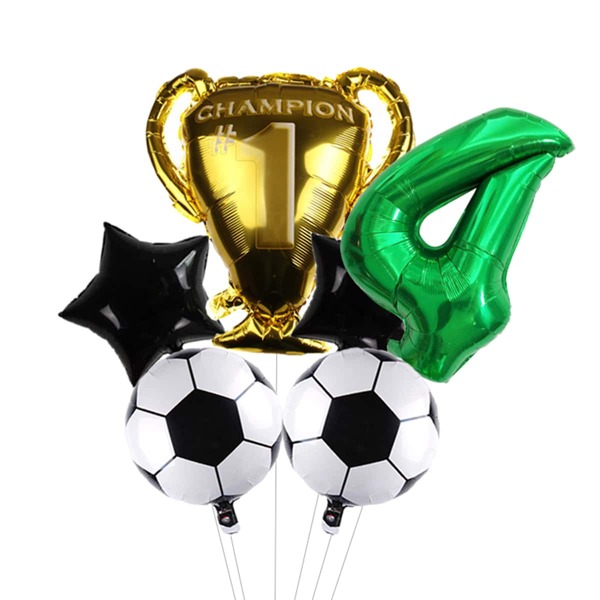 

6pcs Football Design Birthday Balloon, Multicolor