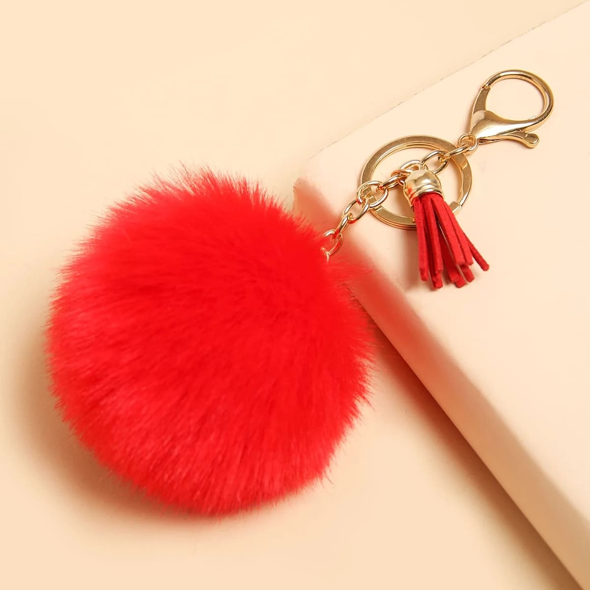 

Pom Pom Charm Keychain, Red