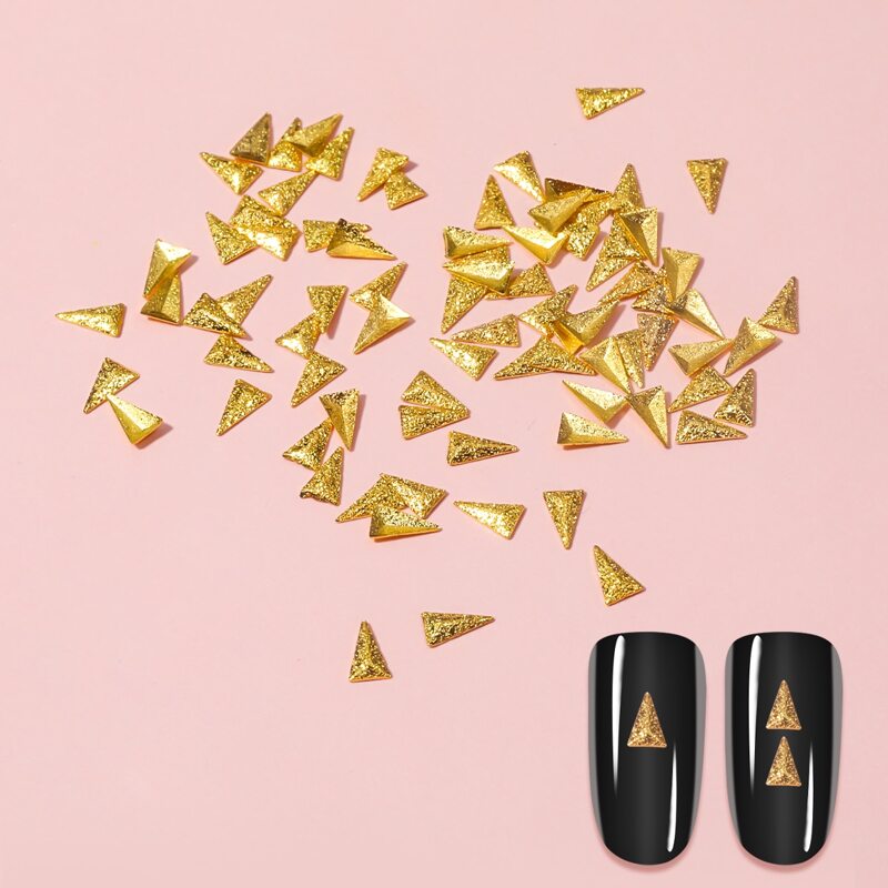 

1pack Glitter Triangle Shaped Nail Art Decoration, Gold