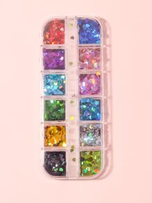 A Box Of Colorful Love Nail Sequins Valentine'S Day Laser Heart-Shaped Nail Decoration Patches Diy Nail Charms Nail Gems Nail Supplies Nails - Hot Pink - View 3