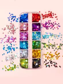 A Box Of Colorful Love Nail Sequins Valentine'S Day Laser Heart-Shaped Nail Decoration Patches Diy Nail Charms Nail Gems Nail Supplies Nails - Hot Pink - View 5