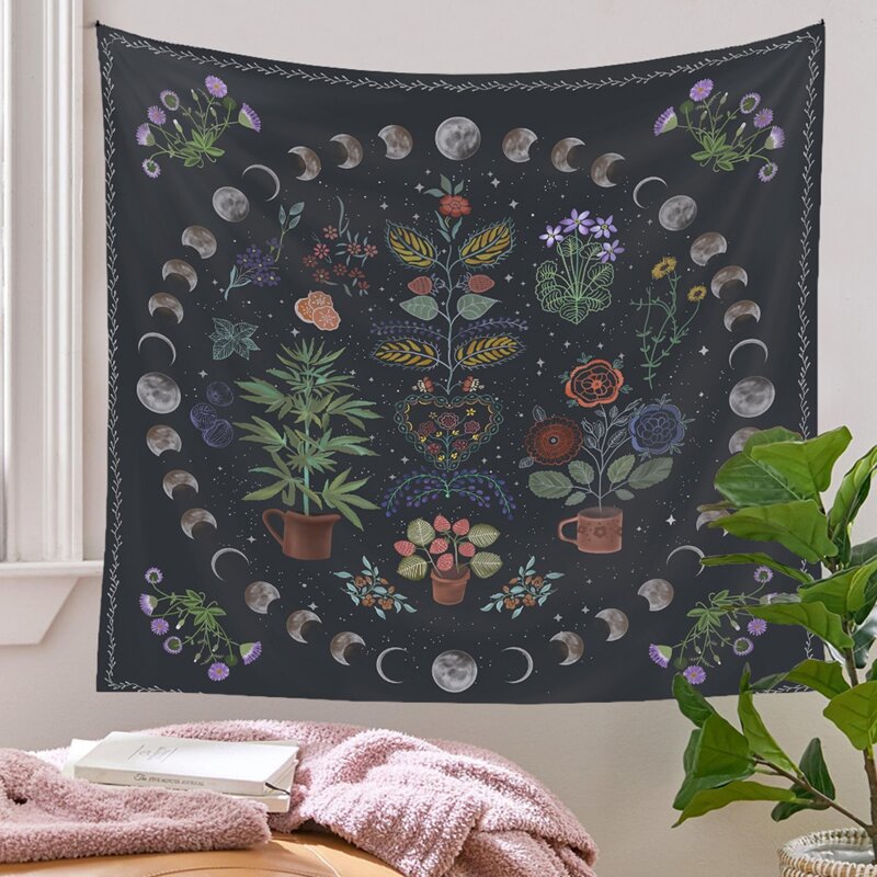 

Moon & Plant Print Tapestry, Multicolor