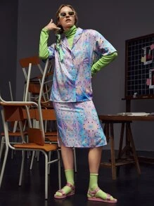 PHOZOHO Váy Chia Dây kéo Hoa Cà vạt nhuộm Thanh lịch - Nhiều màu - Xem 3