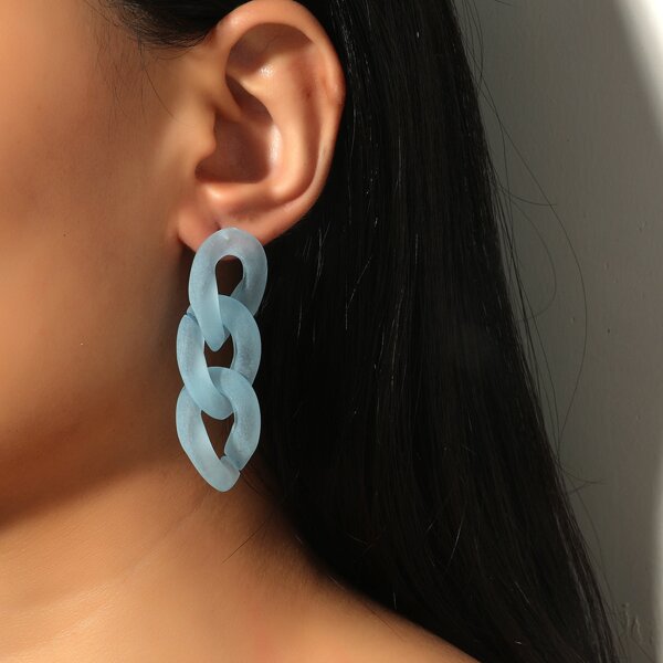 

Chain Drop Earrings, Baby blue