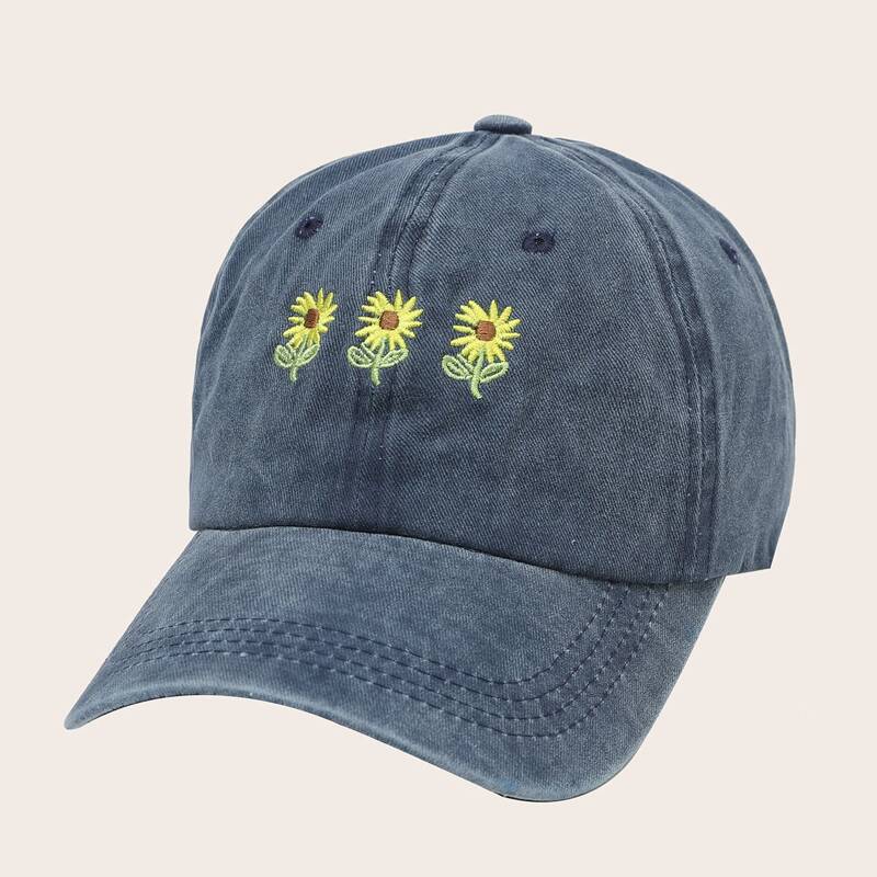 

Guys Floral Embroidery Baseball Cap, Navy blue