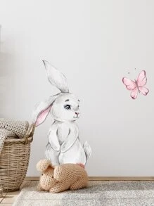 ملصق حائط بطباعة أرنب رسوم كارتون - متعدد الألوان - مشاهدة 5