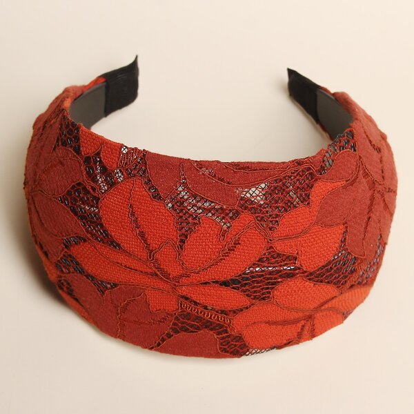 

Lace Flower Decor Wide Headband, Burgundy
