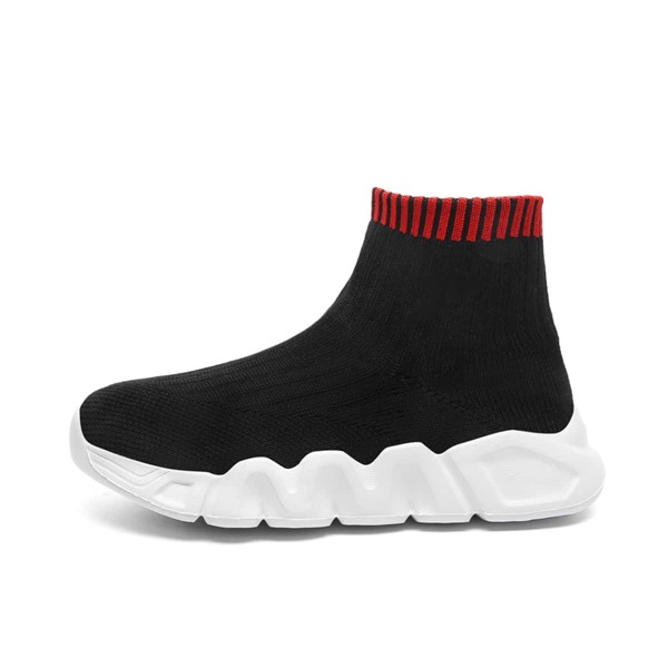 

Girls Striped Pattern High-Top Sneakers, Black