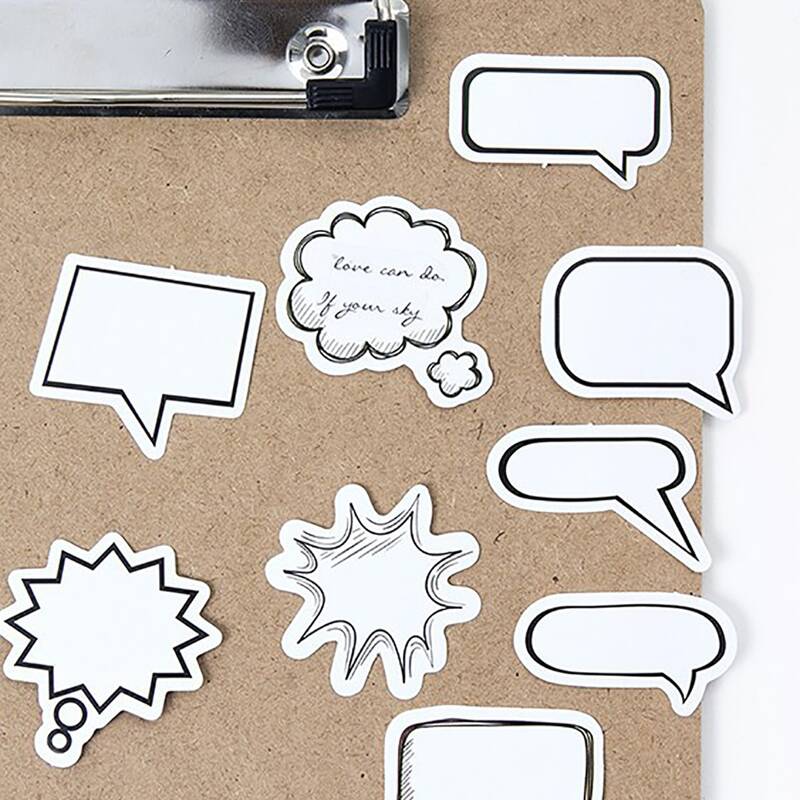 

1box Chat Bubble Sticker, Black and white