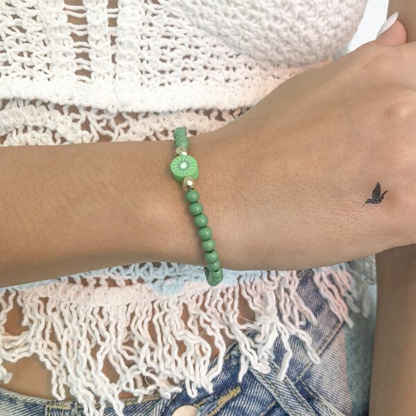 

1pc Beaded Bracelet, Green