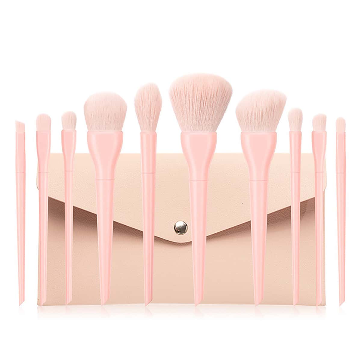 

10pcs Random Color Makeup Brush Set & 1pc Storage Bag, Multicolor
