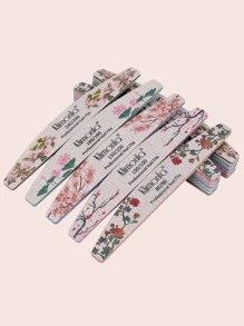 klimonla 5件套新款指甲锉，花朵印花，彩色青柠角，80/100/150/180/240度，专业美甲工具 - 彩色 - 查看 2