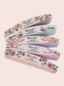 klimonla 5件套新款指甲锉，花朵印花，彩色青柠角，80/100/150/180/240度，专业美甲工具 - 彩色 - 查看 4