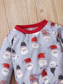 Baby Christmas Santa Claus Print Pullover & Joggers - Multicolor - View 6