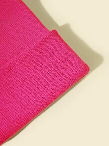Solid Knitted Hat Casual - Hot Pink - View 3