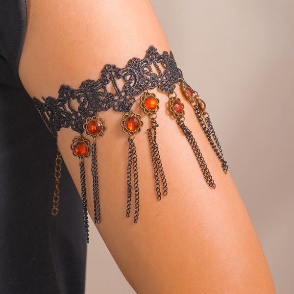 

Rhinestone Decor Arm Cuff, Black