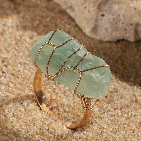 

Stone Decor Ring, Green