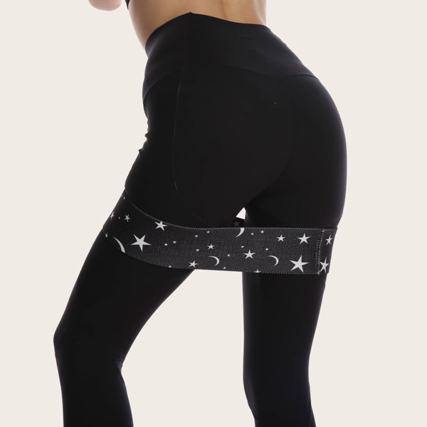 

Moon & Star Pattern Buttocks Workout Resistance Band, Black