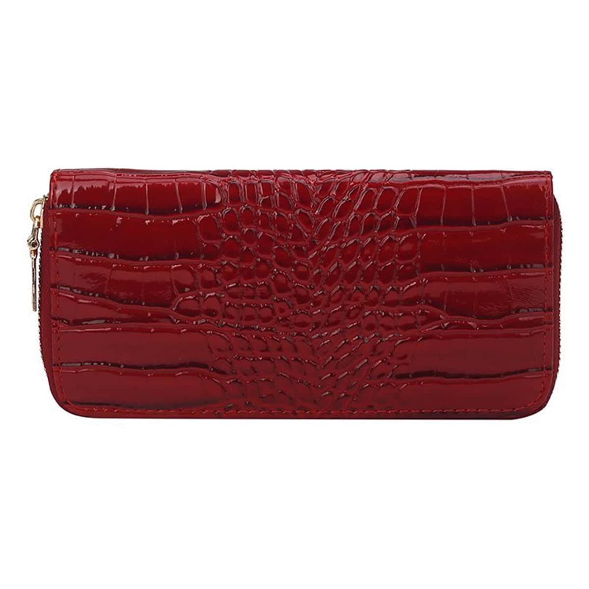 

Croc Embossed Long Purse, Red