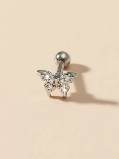 1pc Cubic Zirconia Butterfly Decor Earring