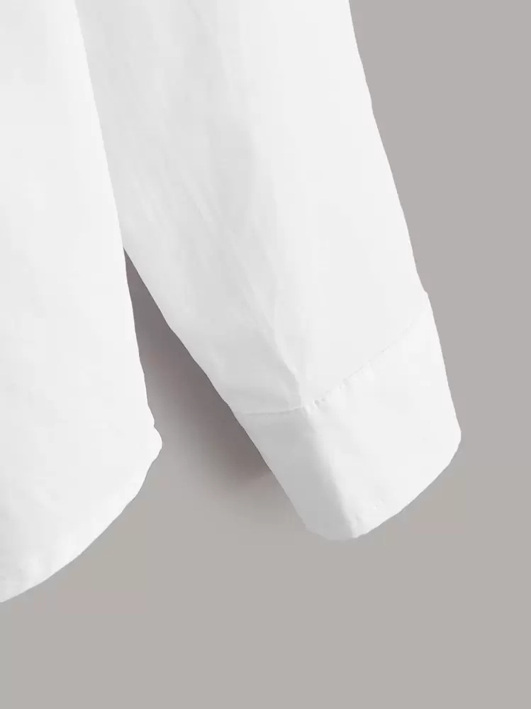 SHEIN ボーイズポケット付きジップアップシャツ - ホワイト - 見る 3