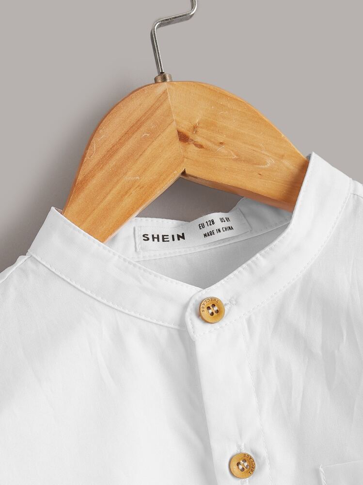 SHEIN ボーイズポケット付きジップアップシャツ - ホワイト - 見る 4