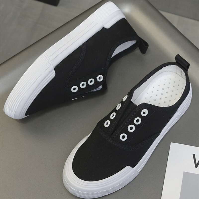 

Minimalist Slip On Canvas Shoes, Black