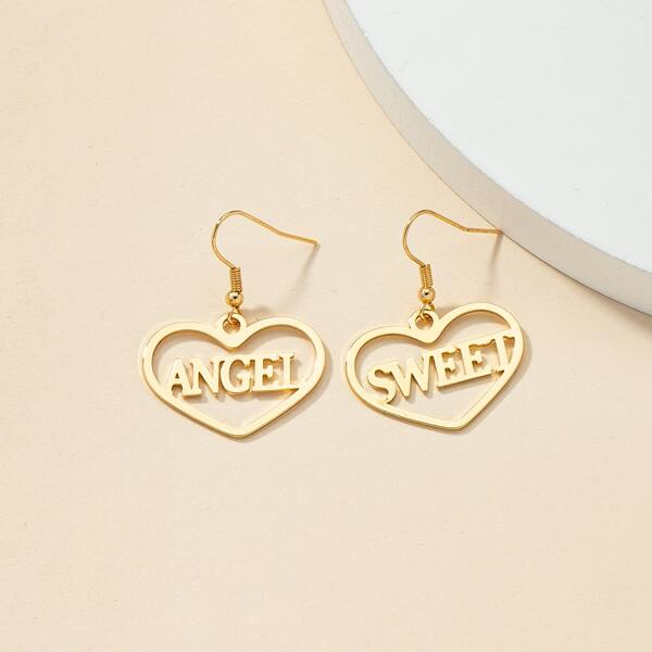 

Letter Decor Drop Earrings, Gold