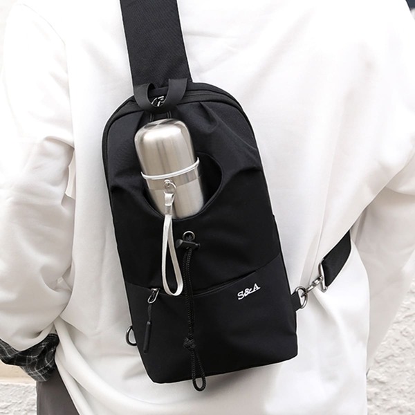 

Men Letter Graphic Sling Bag, Black