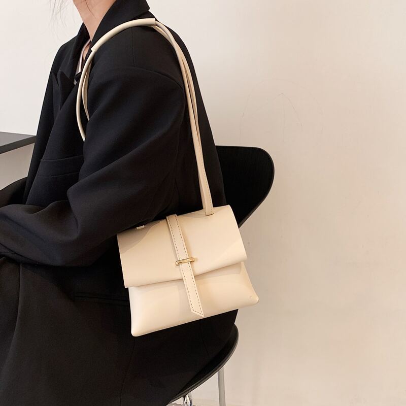 

Minimalist Flap Shoulder Bag, Beige