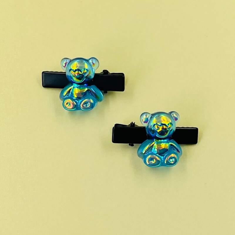 

2pcs Bear Decor Hair Clip, Blue