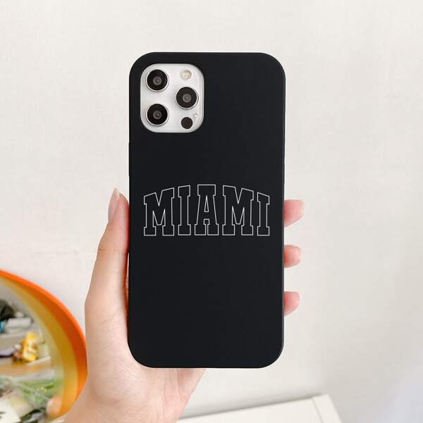 

Letter Graphic Phone Case, Black and white