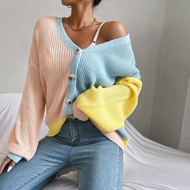 

Color Block Drop Shoulder Cardigan, Multicolor