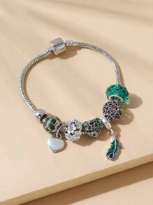 Vòng tay quyến rũ trái tim - màu xanh lá - Xem 2